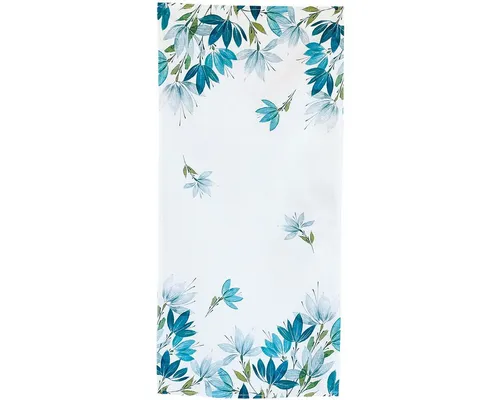 matches21 HOME & HOBBY Tischdecke Tischläufer LOREEN Blumen Druck Polyester weiß-blau aqua 40 x 85 cm (1-tlg), Pflegeleicht & waschbar bei 30 °C