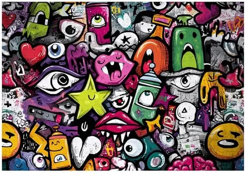 WallArena Vlies Fototapete - Für einen Jungen - 150x105 cm - Fototapeten - Tapeten - für Wohnzimmer Schlafzimmer - Vliestapete Wandtapete Tapete 3D Effekt- inkl. Kleister - Graffiti