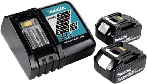 Makita Akku Power Set mit 2x BL 1860 B 6 Ah - Akku & Ladegerät-Set für Elektrowerkzeuge, inklusive 2 leistungsstarker 6 Ah Akkus und Schnellladegerät für effizientes Arbeiten.