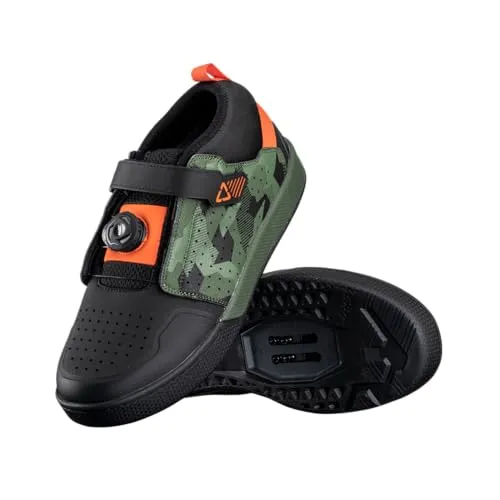 Leatt 4.0 Clip Pro MTB Schuhe - Oliv/Dunkelgrün - Größe 44,5 - Hochwertiger MTB Clip-Schuh mit tiefem Schuhplattenkanal für optimale Stabilität. Belüftetes, schnelltrocknendes Material und RideGrip-Technologie bieten hervorragenden Grip und Komfort für Enduro- und Downhill-Fahrer.