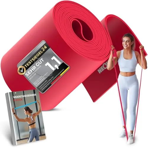NEOLYMP Widerstandsbänder 15 cm breit - reißfeste Fitnessbänder aus TPE, Gymnastikband - elastische Resistance Bands für Krafttraining, Physio, Pilates (2 m | Rot | Resistance Band)