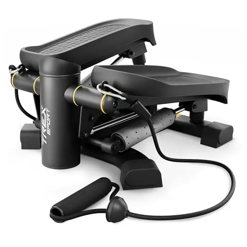 TREX SPORT Mini Stepper TX-070SP | 2in1 Swing Stepper seitliches & vertikales Training | mit Expandern, LCD Display, bis 150 kg, kompakt & rutschfest