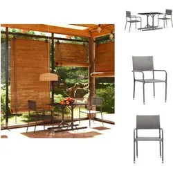vidaXL 3-tlg. Garten-Essgruppe Grau – Wetterfeste Gartenmöbel