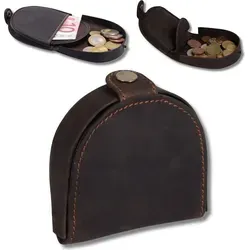 Schüttbörse Fettleder Braun - Faltbare Mini Kleingeldbörse - Geldbörsen & Etuis, aus hochwertigem Leder, faltbar und ideal für die Hosentasche, kombiniert klassischen Stil mit praktischem Design.