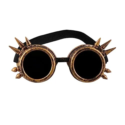 Boland - Brille Cyberpunk, Retro, Spacy, Steampunk, Dornen, Gummiband, Karneval, Halloween, Fasching, Mottoparty, Zubehör für Kostüme, Kupfer