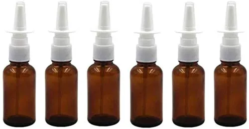 Stück 30 ml leere nachfüllbare bernsteinfarbene Glas-Nasensprüher, Fläschchen, Pumpe, saubere Sprühdose, Vorratsbehälter, Probe, Verpackung, Topf, Zerstäuber für Make-up, bernsteinfarben, 30 ml 6