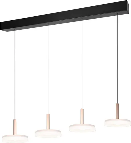 TRIO Leuchten LED Pendelleuchte CELESTE, 4-flammig - Moderne 4-flammige Hängelampe aus Metall und Glas, dimmbar und höhenverstellbar von 50-200 cm, ideal für stilvolle Innenräume.