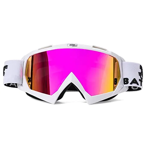 Motocross Brille Mtb Brille Dirt Bike ATV Crossbrille goggle Sicherheit Tactical Riding Motorradbrillen für Herren Damen Jugend (Weiß Lila PRO, Large)