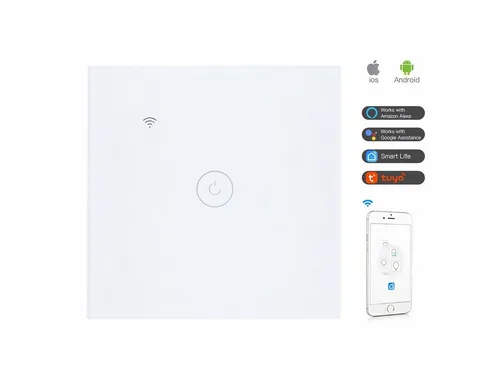 Bolwins Lichtschalter A33C WiFi Intelligent Touchschalter Home Wandschalter Lichtschalter (Packung, 1-St., 1 Gang), App-Fernbedienung Sprachsteuerung Touch-Panel Timer-Funktion WLAN