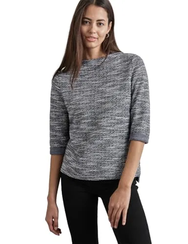 STREET ONE Damen A321986 Bouclé Shirt - Mehrfarbig, Größe 44 - Blusen & Tuniken für Damen, Strukturshirt mit Turtleneck und 3/4-Ärmeln aus einem angenehmen Materialmix für perfekten Tragekomfort.