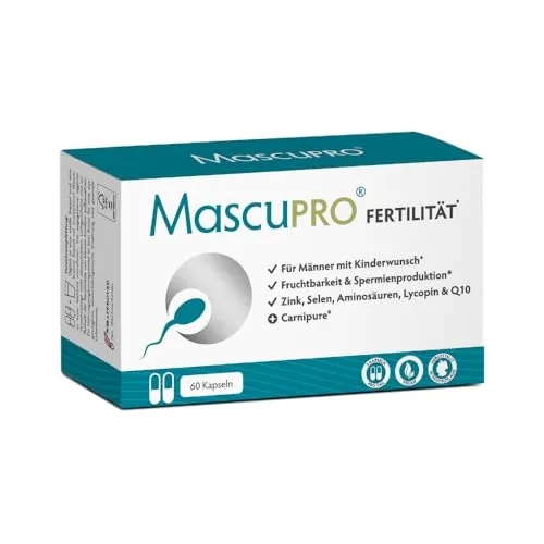 MascuPRO Fertilität - Kinderwunsch & Fruchtbarkeit 60 St - Nahrungsergänzungsmittel zur Unterstützung der Fruchtbarkeit, rezeptfrei und mit wertvollen Inhaltsstoffen für Männer.