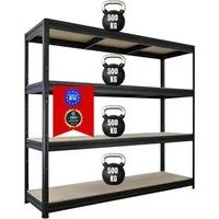 PROREGAL Schwerlastregal Dino 180x200x60cm – 500kg Traglast - Das PROREGAL Schwerlastregal Dino bietet 4 robuste Fachböden aus 16mm Spanplatte und eine hohe Traglast von bis zu 600kg pro Boden. Ideal für Lager und Werkstatt, einfach ohne Werkzeug montierbar.