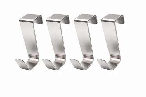4x Edelstahl Fenster- und Türhaken ohne Bohren - Silber - Moderne Mehrzweckhaken aus Edelstahl, ideal für eine einfache und schnelle Montage ohne Bohren. Perfekt für die Aufbewahrung von Kleidung und Accessoires.