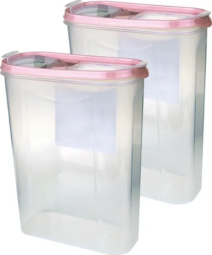 Vorratsdosen mit Deckel 2,8 Liter ( 2er Pack / Altrose ), Luftdicht Schüttdose BPA frei, Vorratsbehälter Set - Frischhaltedosen Klappdeckel