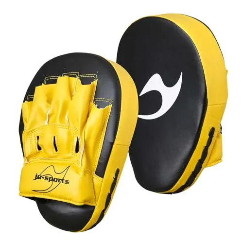 Ju-Sports Handpratzen vorgebogen - Box Pratzen aus Kunstleder - Boxpratzen mit optimalem Trefferpunkt, leicht und langlebig, perfekt für Boxtraining und Kampfsportler aller Levels.