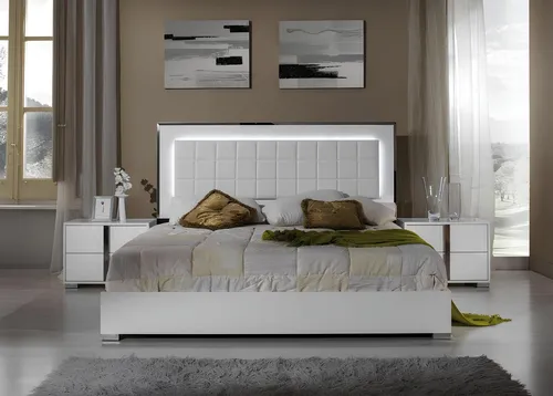 Bett Modern Betten Polsterbett Doppelbett Bettrahmen Weiß Design Schlafzimmer