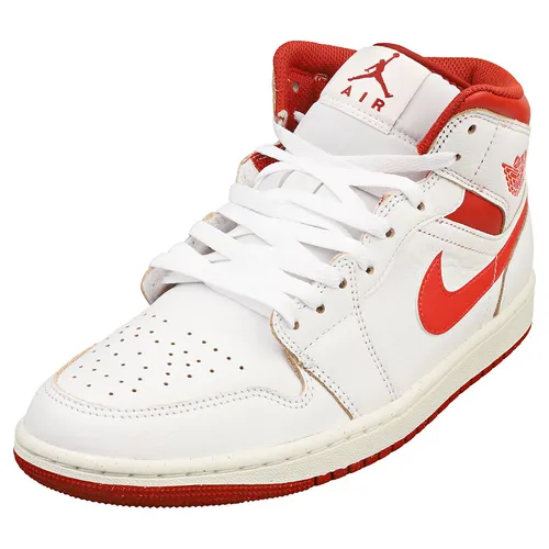 Nike Air Jordan 1 Mid SE Herren Sneaker White Red - 42 EU - Modischer Sneaker für Herren mit hochwertigem Leder-Obermaterial und komfortabler Textil-Innensohle, ideal für Freizeitaktivitäten.