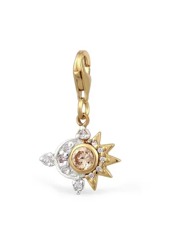 Elli Charm-Einhänger Sonne Mond Zirkonia Weiß 925 Sterling Silber vergoldet