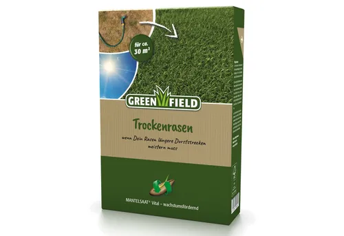 Greenfield Rasensamen Trockenrasen, Mantelsaat Vital, 1 kg Rasensamen für trockene Böden, 1 kg