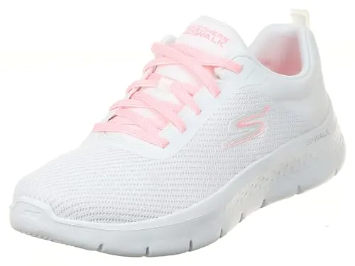 Skechers Go Walk Flex Alani Damen Sneaker Weiß/Pink - Sneaker für Damen aus atmungsaktivem Textil-Mesh, mit komfortabler Ortholite-Schaum-Einlegesohle für optimale Dämpfung. Maschinenwaschbar und ideal für Alltag und Training.