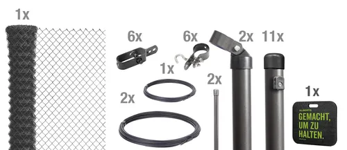 Alberts Maschendrahtzaun 80 cm - Komplettset 25 m, anthrazit-metallic - Gartenzäune: Robuster Maschendrahtzaun im Komplettset, ideal für einfache Montage und lange Haltbarkeit dank witterungsbeständiger Kunststoffbeschichtung.