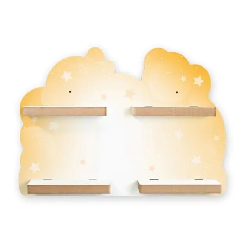 Kreative Feder Wandregal für Tonies – Musikboxregal-Erweiterung mit Platz für bis zu 20 Tonie-Figuren (Sterne orange)