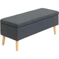 Homcom Dunkelgraue Sitzbank mit Stauraum - Vielseitige Sitzbank für Esszimmer und mehr, mit elegantem Leinenstoffbezug und großzügigem Stauraum für Kissen oder Decken. Ideal für jeden Raum!