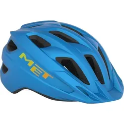 MET Unisex Jugend Crackerjack Kinderhelm, Cyan, Unisize 52-57cm - Fahrradhelm mit vergrößerten Kopfabdeckung, integriertem Insektenschutznetz und LED Rücklicht für optimale Sicherheit und Sichtbarkeit beim Radfahren.