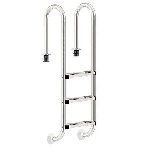 Zelsius V2A Edelstahl Poolleiter mit 3 Stufen - Rutschsicher und Langlebig - Poolleiter für Standardbecken, ausgestattet mit rutschhemmenden Trittstufen und aus rostfreiem V2A Edelstahl für maximale Sicherheit und Langlebigkeit.