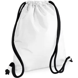 BagBase Turnbeutel Icon BG110, white, wasserabweisend, mit Kordelzug, aus Polyester, zum Bemalen, 15 Liter, 48 cm