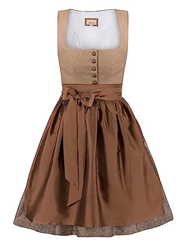 Almbock Dirndlkleid Damen | Dirndl Midi Damen in braun Farbton Made in Germany | Dirndl Oktoberfest oder andere Anlässe in Größe 48