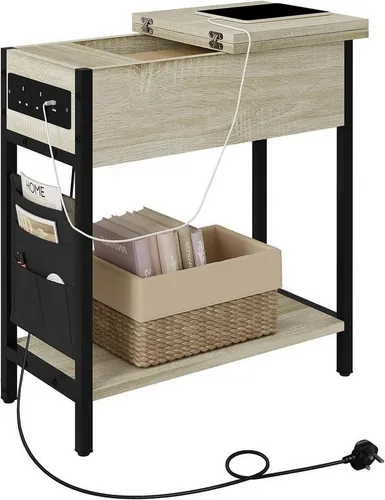 EUGAD Couchtisch (1-St), Beistelltisch mit Ladefunktion&Stauraum, klappbar