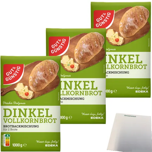 Gut&Günstig Brotbackmischung Dinkelvollkornbrot 3er Pack 3x1000g Packung usy