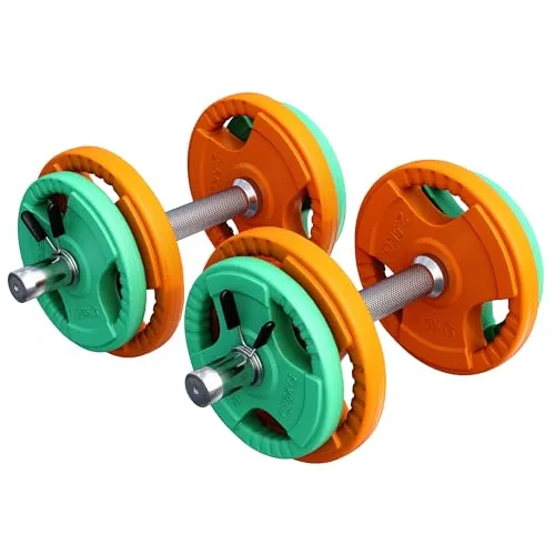 GORILLA SPORTS Kurzhantelset 20kg - Gusseisen mit Gummi-Gripper - Kurzhanteln für Cross-Training: 20 kg Set mit gummierten Eingriffen und flexiblen Verschlüssen für effektives Kraft- und Ausdauertraining.