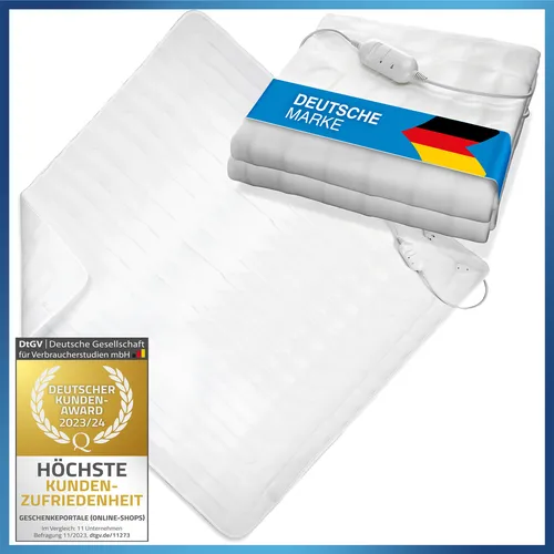 XXL Elektrische Heizdecke 160x140cm für Doppelbetten - Komfortable Wärmeunterbett in Weiß, ideal für Doppelbetten. Hergestellt aus hochwertigem Polyester, sorgt für angenehme Wärme und ist perfekt für entspannte Nächte.