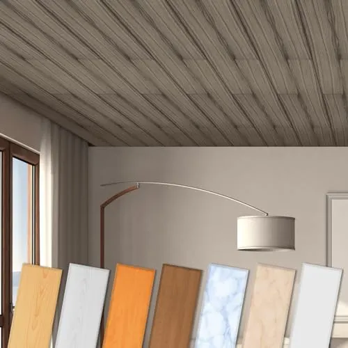 HEXIM Deckenpaneele aus XPS 100x16,7cm - Moderne Deckenverkleidung - Feuchtraumgeeignete Tapeten mit täuschend echter Holzoptik, einfache Montage und schalldämmende Eigenschaften für eine individuelle Raumgestaltung.