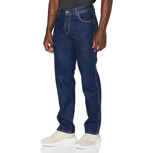 Wrangler Herren-Jeans Texas, Regular Fit, Straight Leg - Moderne Jeans in Darkstone, die bequem auf der Taille sitzt. Ideal für jeden Anlass mit klassischer Eleganz und 5 Hosentaschen. Zeitloser Stil für die Garderobe.