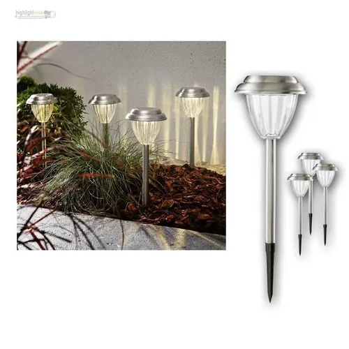 Solarleuchte 4er Pack Edelstahl Solarlampe Wegeleuchte LED warmweiß Steckleuchte