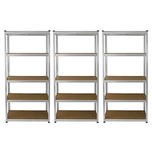 Monster Shop 3 x E-Rax Galvanisiertes Lagerregal Garagenregal Stahlregal Industrieregal Werkstattregal Steckregal Metallregal 100% schraubenlos weiß Gummihammer