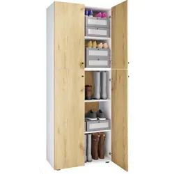 VCM Holz Kleiderschrank Lona - Kleiderschrank mit 5 Fächern, hochwertigem Metallbeschlägen und variablen Einlegeböden für optimalen Stauraum - Maße ca. B. 70 x H. 184 x T. 40 cm.