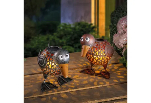 esotec Gartenfigur Solarfiguren-Set Vogelpaar Fipsi & Lolita 3000K warmweiß außen 103103