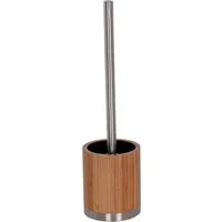 MSV WC-Garnitur Bambus Ø 8 cm x 37 cm Braun-Silber