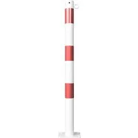 Absperrpfosten Typ 460PB/1 ortsfest - Baugeräte: Robuster, feuerverzinkter Absperrpfosten Ø 60mm in weiß/rot, ideal zum Aufdübeln und mit praktischer Öse für zusätzliche Sicherheit.