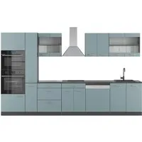 Vicco Küchenzeile R-Line, Blau-Grau/Anthrazit, 350 cm - Küchenzeilen mit flexibler Modulgestaltung für individuelle Anpassung, höhenverstellbare Füße für optimalen Komfort und eine stilvolle Optik.