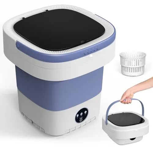 Mini Waschmaschine 12L 2 in 1 - Ideal für Camping und Reisen - Mobile Waschmaschinen mit 12L Fassungsvermögen und 3 Reinigungsmodi, perfekt für Unterwäsche und Babykleidung. Kompakt und leicht, ideal für unterwegs.