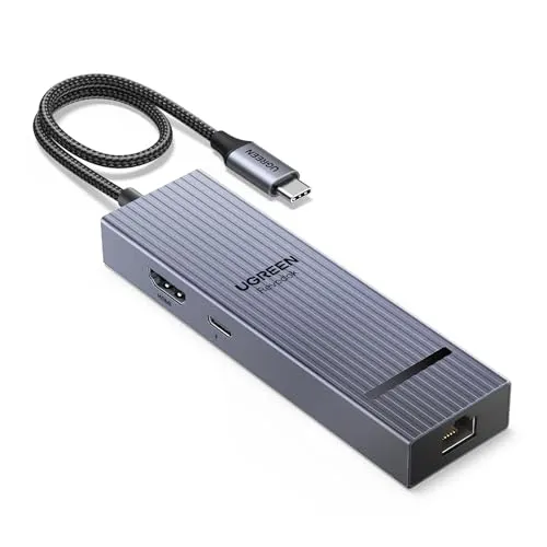UGREEN Revodok Pro 10Gbps USB C Hub - USB-Hub mit HDMI 4K@60Hz und Gigabit Ethernet, ideal für kreative Profis und Gamer – erleben Sie blitzschnelle Datenübertragungen und optimales HD-Streaming ohne Pufferzeiten.