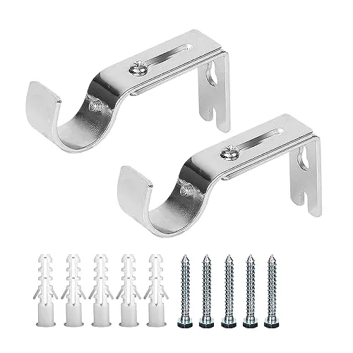 Stück Gardinenstangenhalterung, Verstellbarer Gardinenstangenträger, Robuste Vorhangschienenhalterung, Metall-Gardinenstangenbeschläge, Passend Für Gardinenstange (Silber) 2