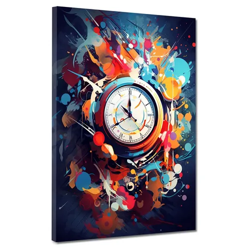 Abstrakt Uhr Pop Art Leinwandbild Wandbild Kunstdruck XL Wanddeko