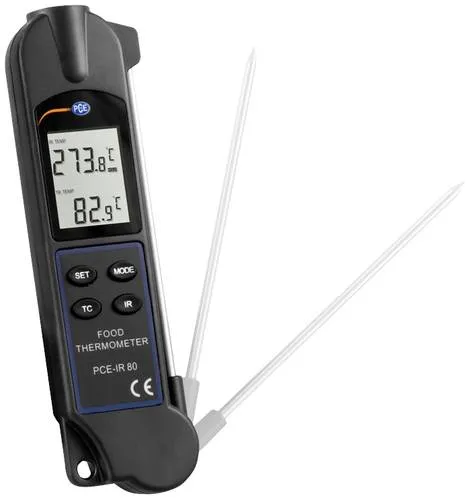 PCE IR 80 - Digitalthermometer für präzise Temperaturmessung - Temperatur- / Feuchtemessgeräte mit berührungsloser und kontaktierender Messung bis 330 °C, ideal für Großküchen und Catering. Schnelle Ansprechzeit von 10 ms für sofortige Ergebnisse.