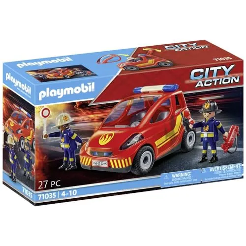 PLAYMOBIL City Action 71035 Feuerwehr Kleinwagen mit Abnehmbarer Frontscheibe, ab 4 Jahren